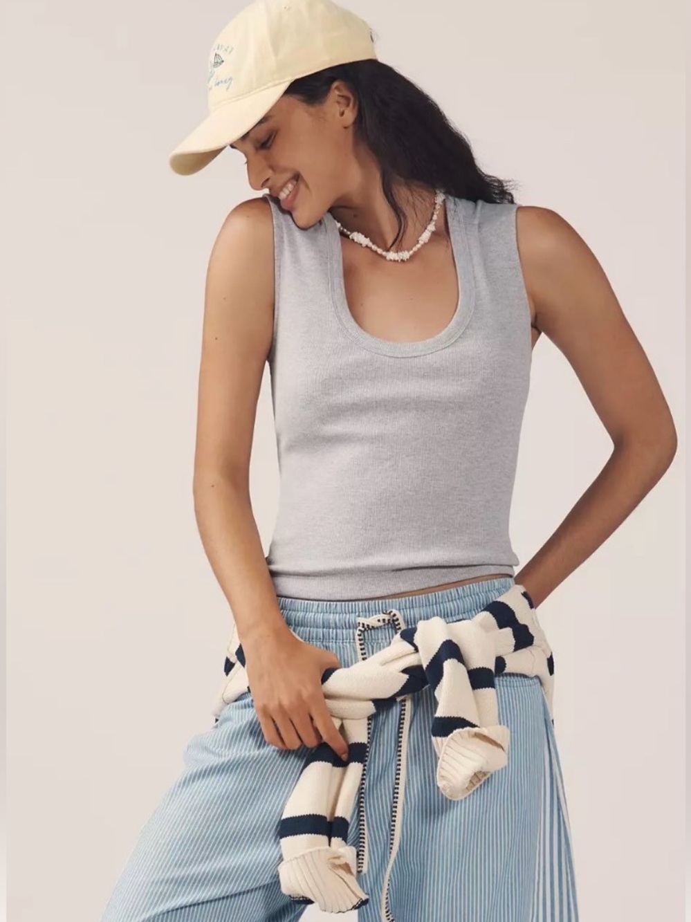 Anthropologie Scoop-Neck Muscle Tank Top in Heather Grey